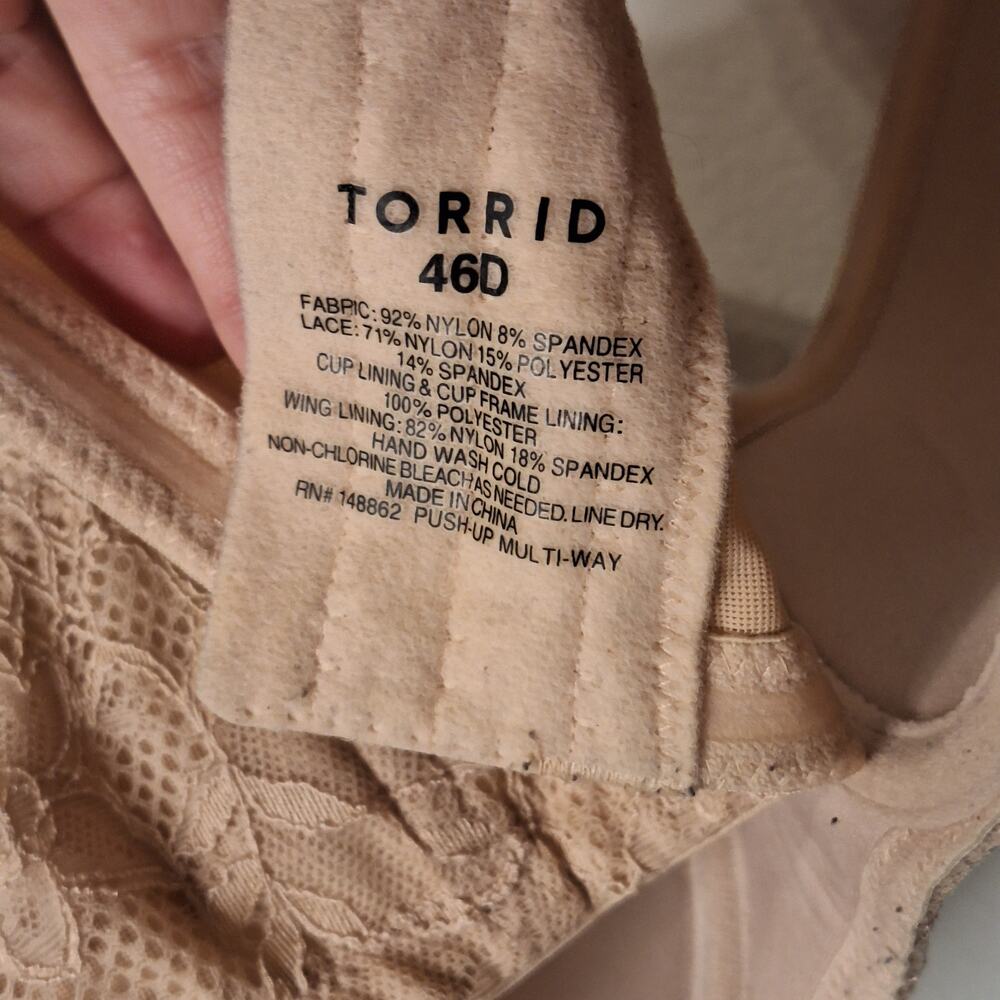 Torrid 46D Bombshell Everyday Strapless light nude cream Push-Up Bra - Picture 5 of 6